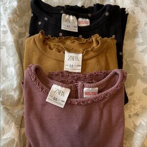 Zara Frilled Neck Ribbed Tops Trio